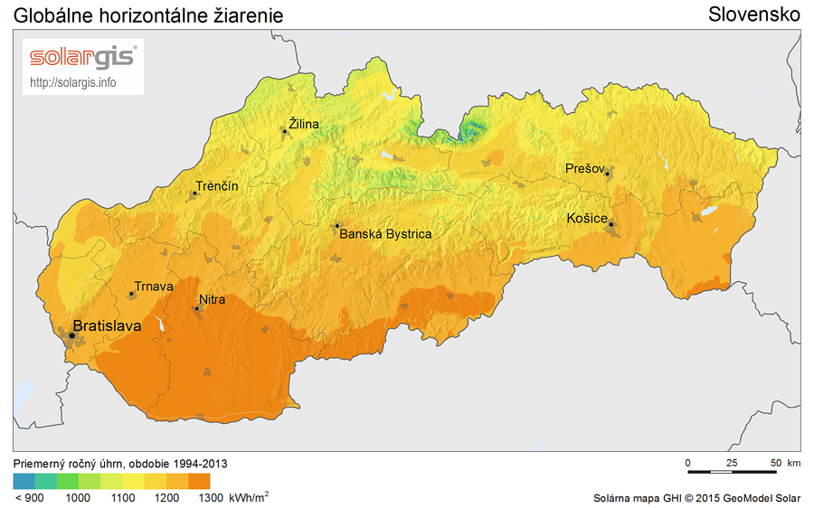 SolarGIS solárna mapa Slovensko